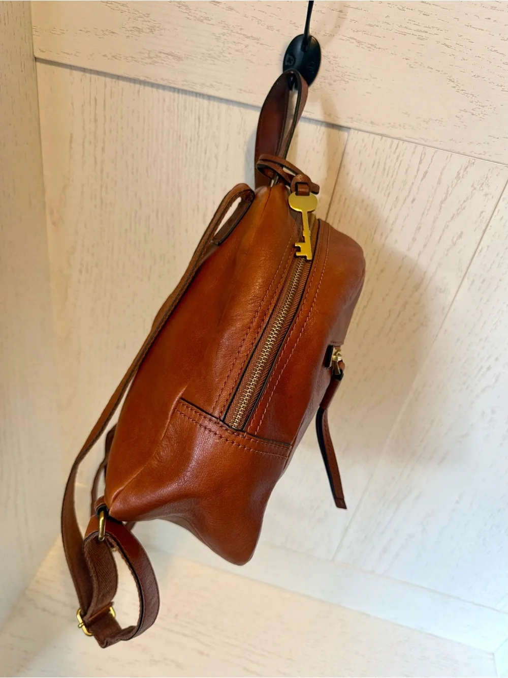 Fossil Cognac Leather Megan Mini Backpack